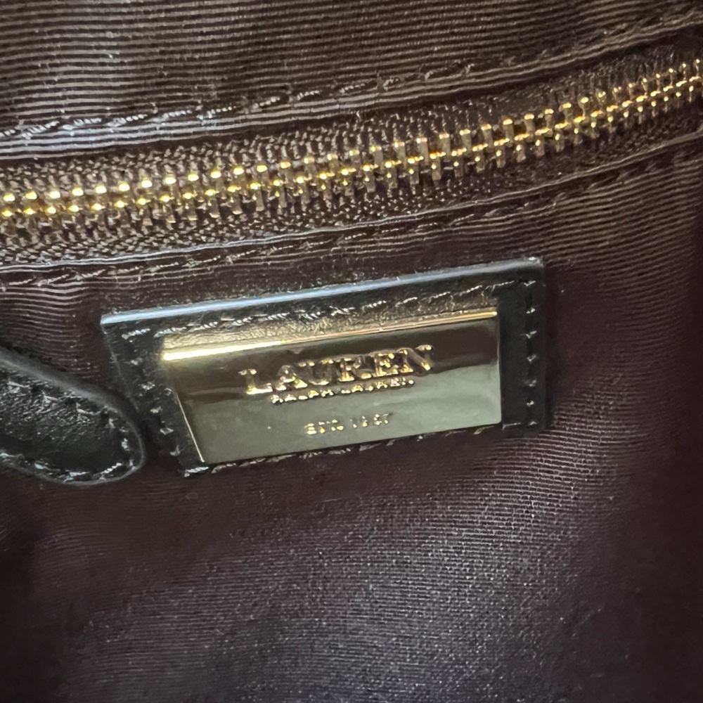 Ralph Lauren Lauren Black Andie Large Leather Drawstring Bucket Bag - Picture 6 of 8